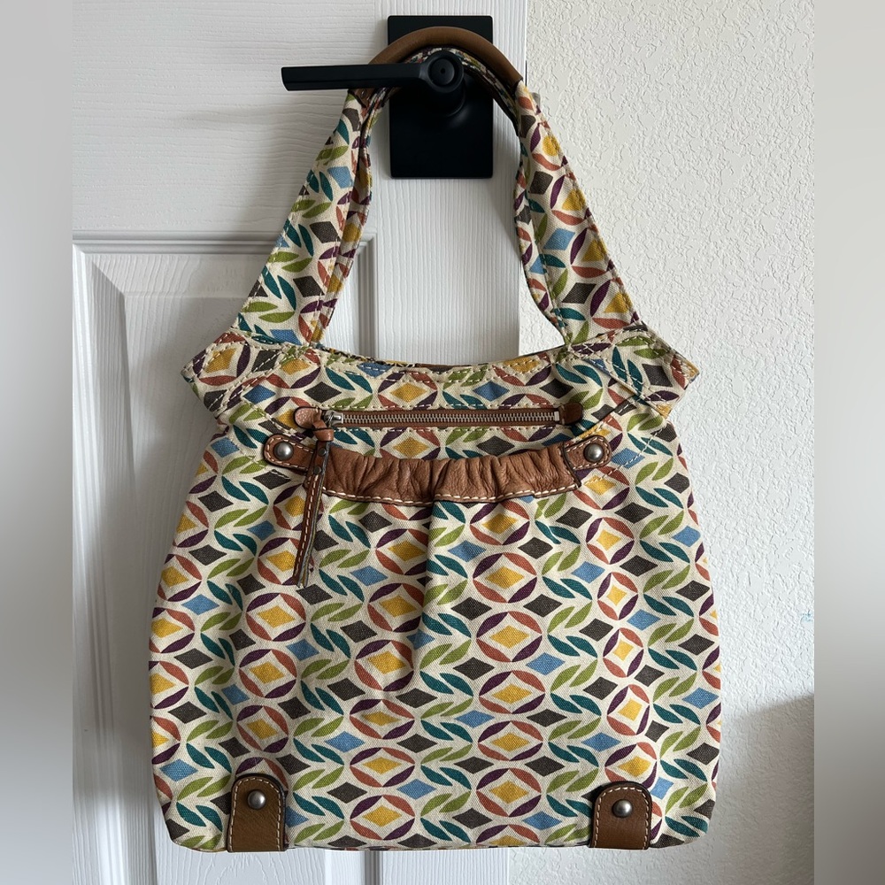 Fossil Multicolor Patterned Canvas Shoulder Bag